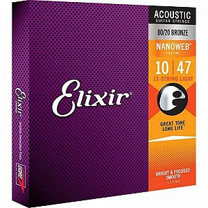 Encordoamento Para Violão .010 Light Bronze Nanoweb 11152 Elixir [F002]