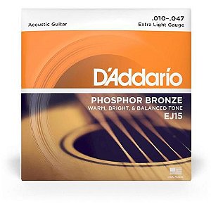 Encordoamento Para Violão D Addario EJ15 .010 Bronze [F002]