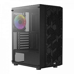 Gabinete Gamer Aerocool Hive Preto RGB Lateral Vidro [F002]