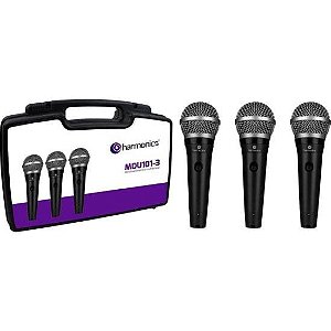 Kit De Microfone Harmonics MDU101 Com 3 Microfones Dinâmico Cardióide [F002]
