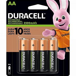Pilha Recarregável AA 2500mAh (C/4 Pilhas) Duracell  [F002]