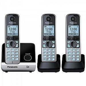 Telefone Sem Fio Com Base e 2 Ramais Panasonic KX-TG6713LBB Preto [F002]