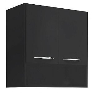 Armário Aéreo Duas Portas Com Nicho Trovarelli Preto [F031]