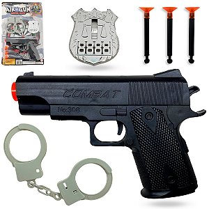 Arminha De Brinquedo Pistola Lança Dardos Algema Policial [F114]