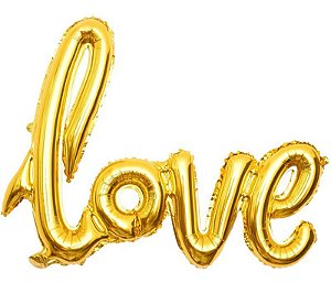 Balão Metalizado Inflável "love" Dourado 42' 108x65 Make+ [F112]