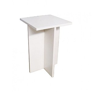 Banco Tampo Quadrado 45cm Em Mdf Branco [F031]