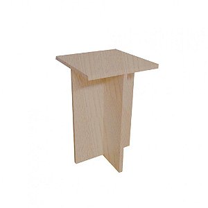 Banco Tampo Quadrado 45cm Em Mdf Madeirado [F031]
