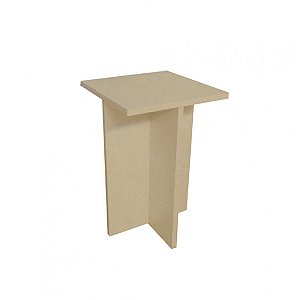 Banco Tampo Quadrado 45cm Em Mdf Natural [F031]
