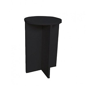 Banco Tampo Redondo 65cm Em Mdf Preto [F031]