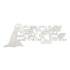 Ave Maria 50x20 Cm Oração Imagem Top Mdf 3mm Branco [F031]