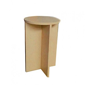 Banco Tampo Redondo 45cm Em Mdf Natural [F031]