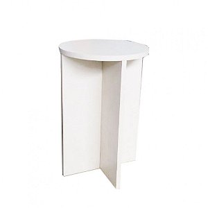 Banco Tampo Redondo 55cm Em Mdf Branco [F031]