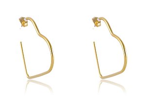 Brinco Argola Em Forma De Coração Folheado [F027]