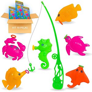 Brinquedo Pega Peixe Kit 10 Pescaria C/vara De Pescar [F114]