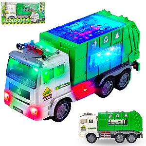 Caminhão Coletor De Lixo Bate Volta Com Luz Som Brinquedo [F114]