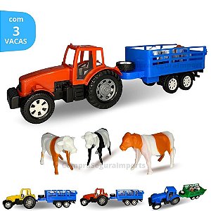 Caminhão De Boi Vaca Trator De Brinquedo Fazenda Boiadeiro - un / 24 [F114]