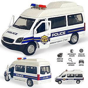 Carrinho De Ferro Van Da Polícia Miniatura Abre As Portas - UNID / 12 [F114]