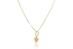 Colar Com Pingente Argolinha De Coração [F027]