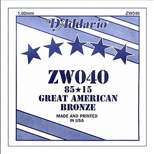 Corda Avulsa Violão Aço .040 D Addario 80/15 Bronze ZW040 [F035]