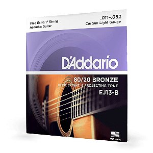 Encordoamento Violão Aço 11-52 Corda Extra D Addario EJ13-B [F035]