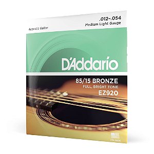 Encordoamento Violão Aço 12-54 D Addario 85/15 Bronze EZ920 [F035]