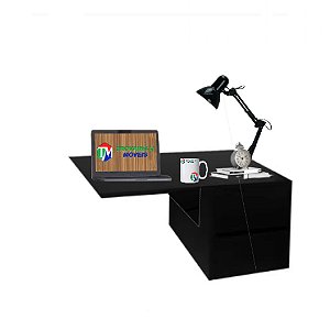 Escrivaninha Suspensa Mesa Para Notebook Preto Em Mdf [F031]