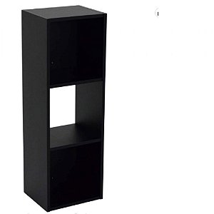 Estante De Livros 3 Nichos Em Mdf Preto [F031]