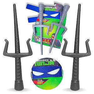 Fantasia Ninja Infantil Kit Com Mascara E 2 Adagas Brinquedo [F114]