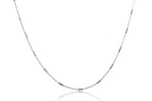 Gargantilha Com Corrente Intervalo Com Cânulo Em Ródio Branco [F027]