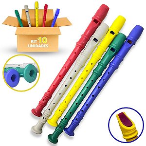 Kit 10 Flauta Doce Infantil Brinquedo Instrumento Plástico [F114]