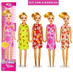 Kit 4 Bonecas Plástico Brinquedo Para Meninas Barato  Criança [F114]