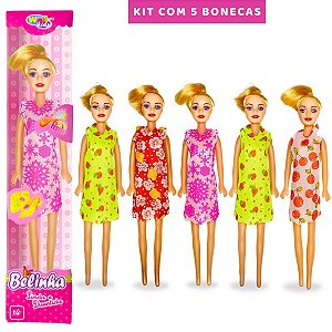 Kit 5 Bonecas Plástico Brinquedo Para Meninas Criança Barato [F114]