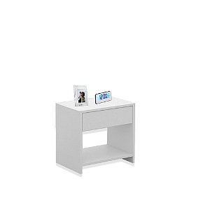 Mesa De Cabeceira Chão 1 Gaveta Em Mdf Branco [F031]