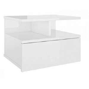 Mesa De Cabeceira Prateoleira Flutuante 1 Gaveta Branco Em Mdf [F031]