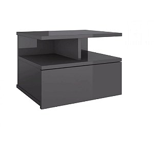 Mesa De Cabeceira Prateoleira Flutuante 1 Gaveta Preto Em Mdf [F031]