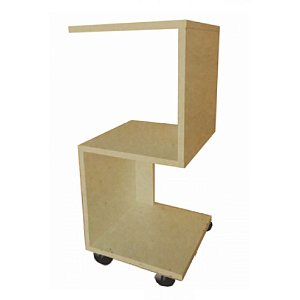 Mesa De Cabeceira S Em Mdf Natural Com Rodizio [F031]