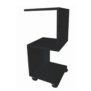 Mesa De Cabeceira S Em Mdf Preto Com Rodizio [F031]