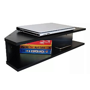 Mesa Notebook Suspensa Canto Preto Em Mdf [F031]