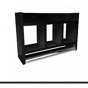 Nicho De Parede Para Banheiro Porta Toalha Em Mdf Preto [F031]
