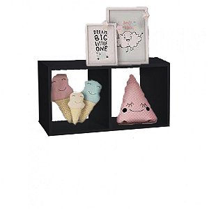 Nicho Duplo 40x20x20 Cm Em Mdf Preto [F031]