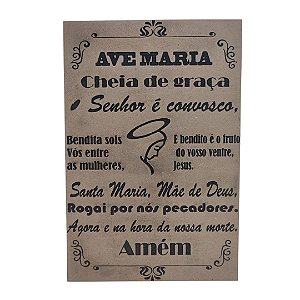 Oração Ave Maria Gravada Laser Tamanho A4 Mdf 3mm Natural [F031]