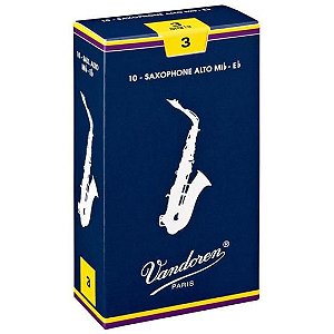 Palheta Tradicional Para Saxofone Alto 3 Vandoren SR213 - CX / 10 [F002]