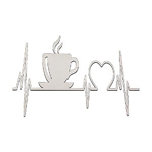 Placa Decorativa Cardiograma Café Mdf Branco [F031]