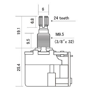 Potenciômetro A250K Push-Pull DPDT Instrumentos CTS-A250-PP [F035]