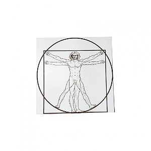 Quadro Decorativo Homem Vitruviano Em Mdf Branco [F031]