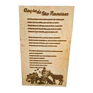 Quadro Oração De São Francisco De Assis Em Mdf 50x30 Cm Natural [F031]