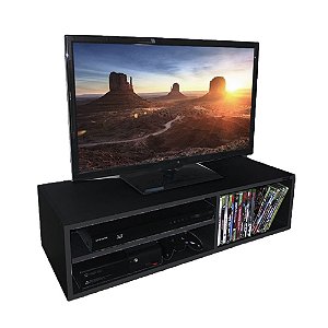 Rack Sala Suspenso Preto Em Mdf [F031]