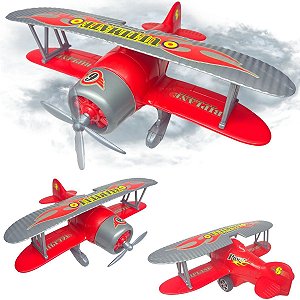 Avião De Brinquedo Asa Dupla Fricção Plástico Infantil [F114]