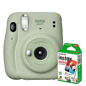 Kit Câmera Fujifilm Instax Mini 11 Verde + Filme De 10 Poses [F118]