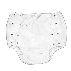 Calça Plastica Luxo Com Botao (branco) Tam G 48/50 - Senior Care [F083]